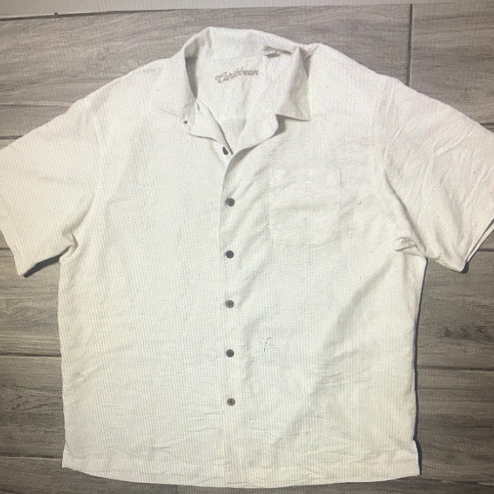 Caribbean Men's Cream Button Down Shirt